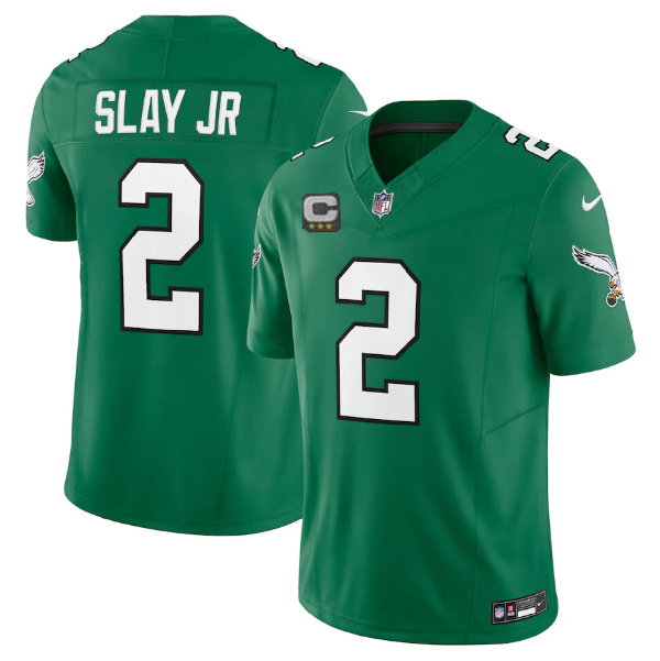 Youth's Philadelphia Eagles #2 Darius Slay JR Green 2023 F.U.S.E. With C Patch Vapor Untouchable Stitched Football Jersey